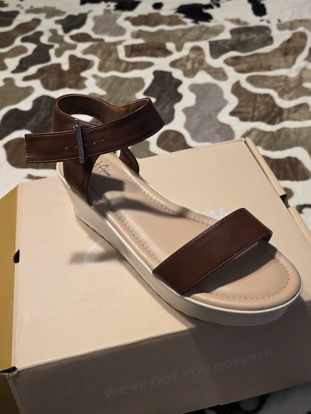 Brown Women's Ankle-Strap Wedge Sandals. New Never Worn